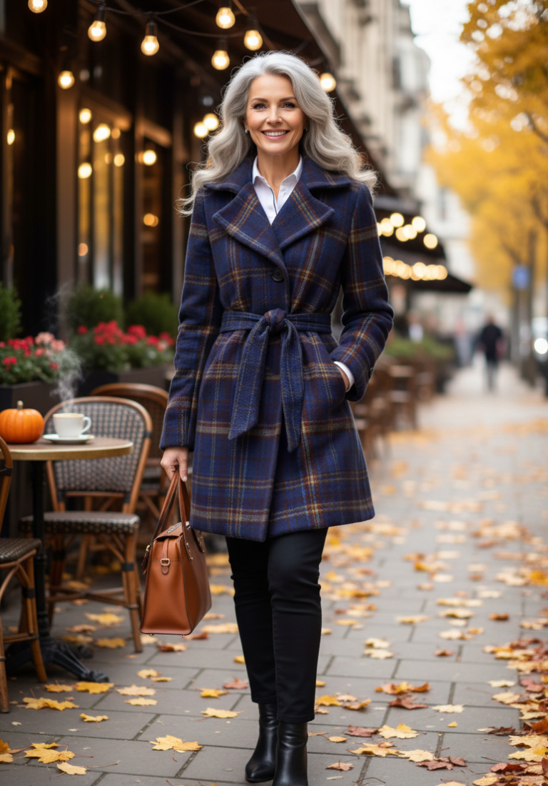 Aurélie | Manteau à Carreaux Classique